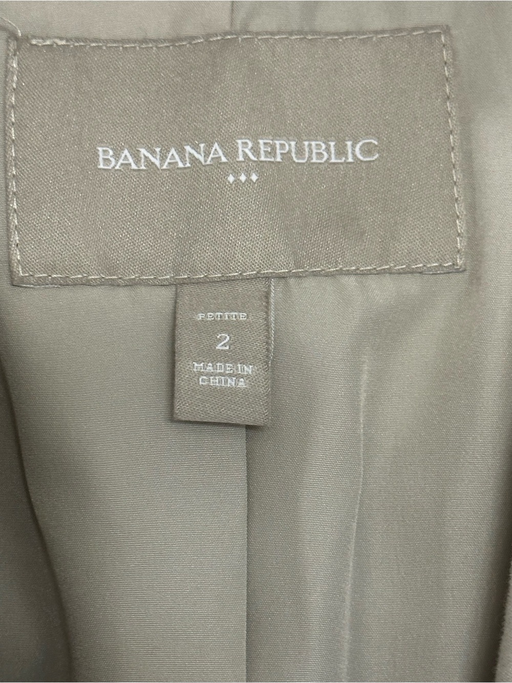 Banana Republic Khaki Blazer Petite 2 One Button Peak Lapel Office Work Career - Picture 6 of 12